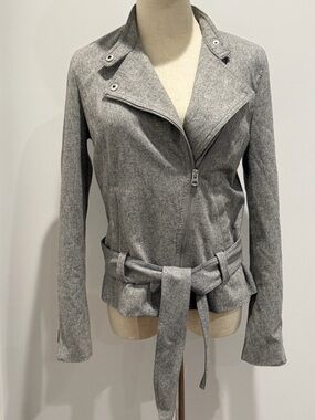 Armani Exchange Wool Blend Moto Jacket – Gray | Belted | Size S